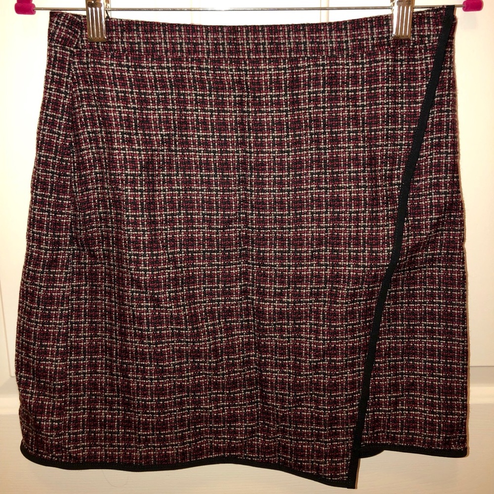 LOFT burgundy Tweed wrap skirt